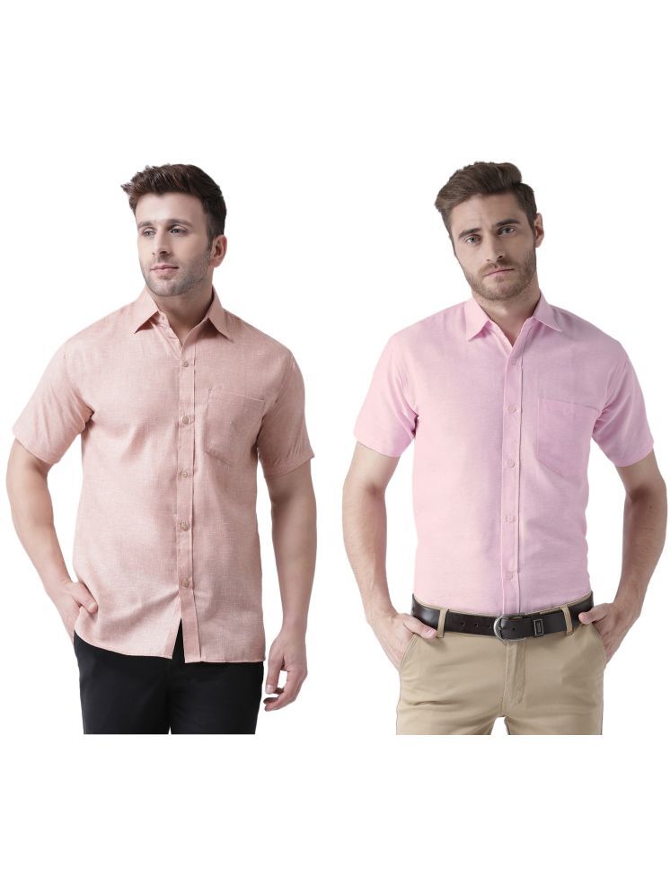     			KLOSET By RIAG Cotton Blend Regular Fit Solids Half Sleeves Men's Casual Shirt - Pink ( Pack of 2 )