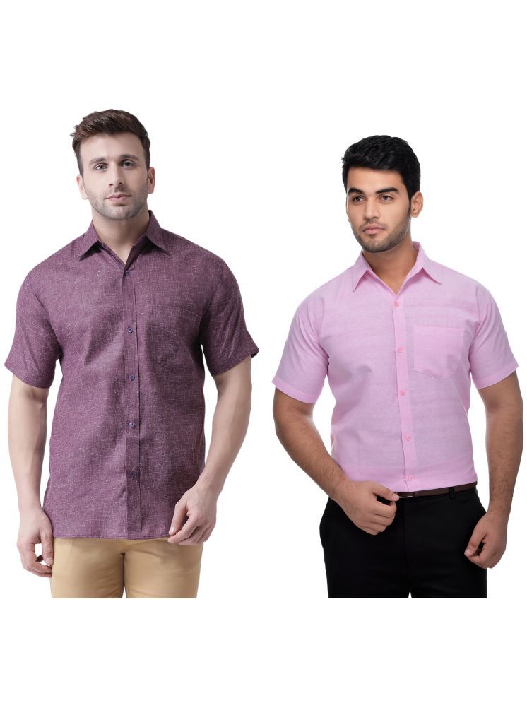     			KLOSET By RIAG Cotton Blend Regular Fit Solids Half Sleeves Men's Casual Shirt - Pink ( Pack of 2 )