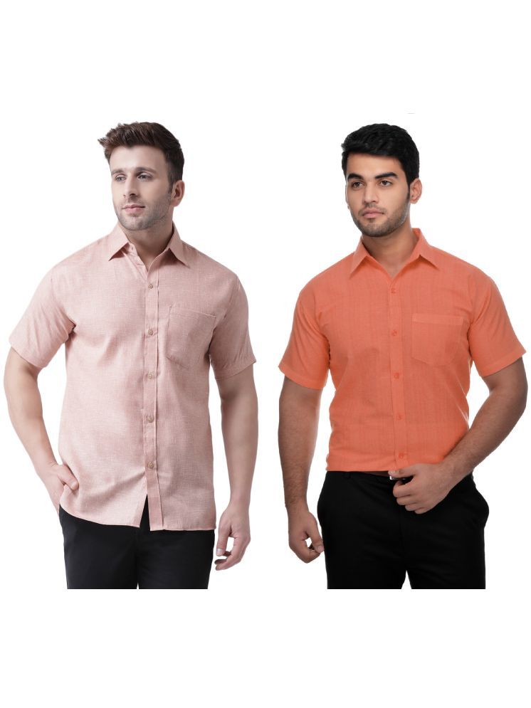     			KLOSET By RIAG Cotton Blend Regular Fit Solids Half Sleeves Men's Casual Shirt - Orange ( Pack of 2 )