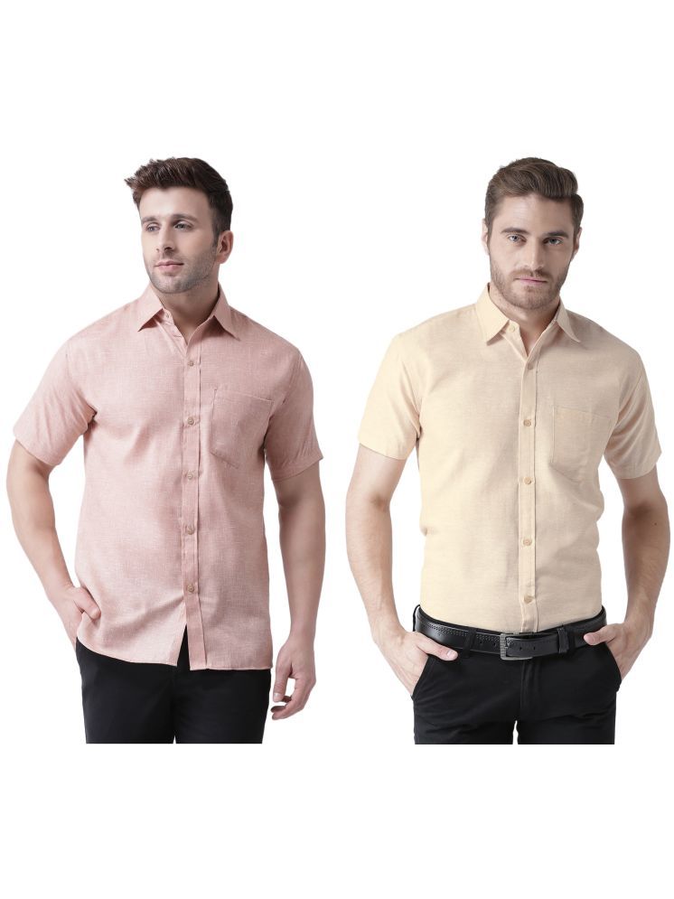     			KLOSET By RIAG Cotton Blend Regular Fit Solids Half Sleeves Men's Casual Shirt - Beige ( Pack of 2 )