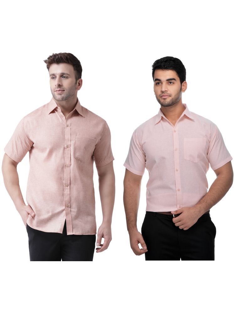     			RIAG Cotton Blend Regular Fit Solids Half Sleeves Men's Casual Shirt - Peach ( Pack of 2 )