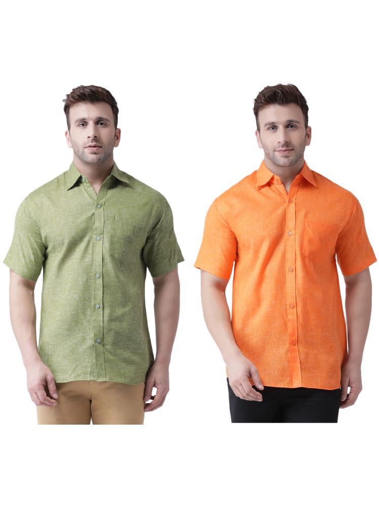     			RIAG Cotton Blend Regular Fit Solids Half Sleeves Men's Casual Shirt - Orange ( Pack of 2 )