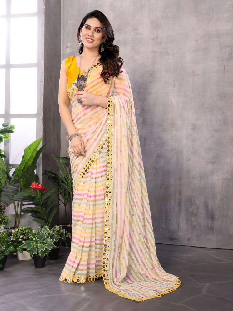     			Rangita Georgette Printed Saree With Blouse Piece - Light Green,Multicolor ( Pack of 1 )