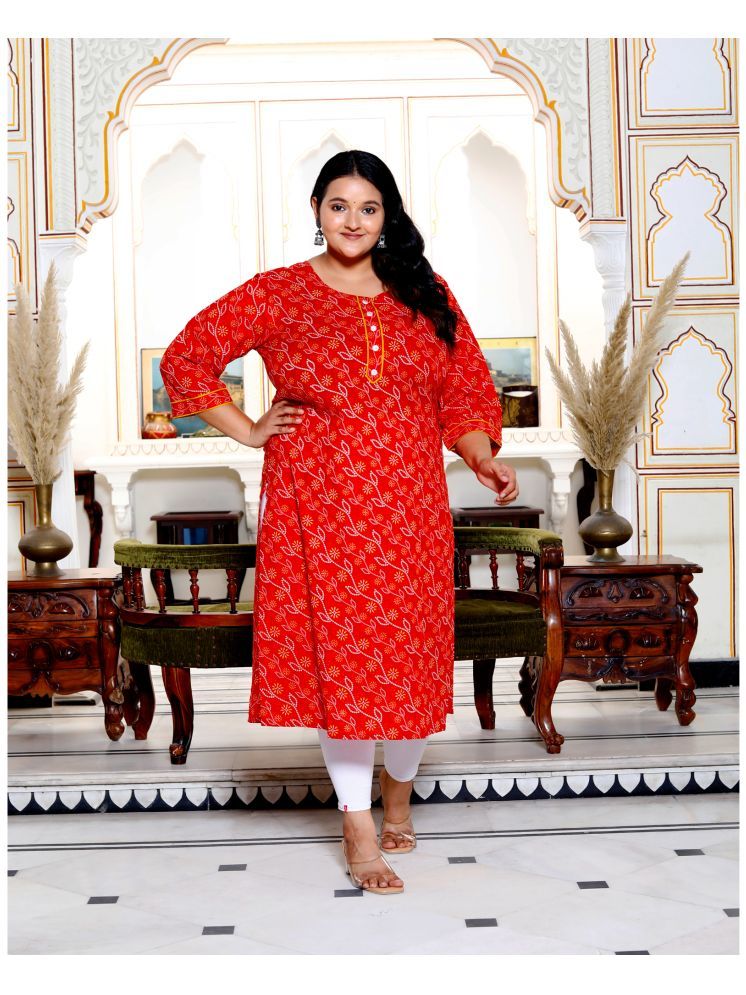     			Swasti Cotton Printed Straight Women's Kurti - Red ( Pack of 1 )