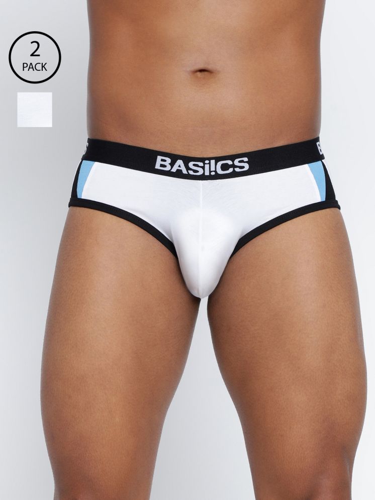     			BASIICS By La Intimo Pack of 2 Cotton Blend Men's Briefs ( White )