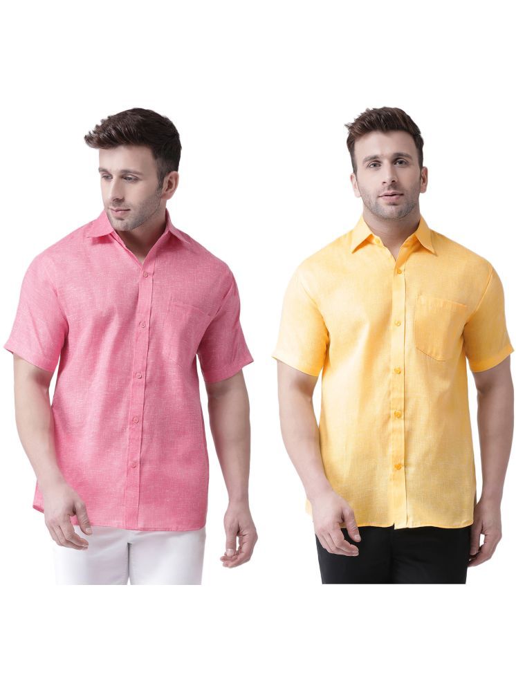     			KLOSET By RIAG Cotton Blend Regular Fit Solids Half Sleeves Men's Casual Shirt - Mustard ( Pack of 2 )