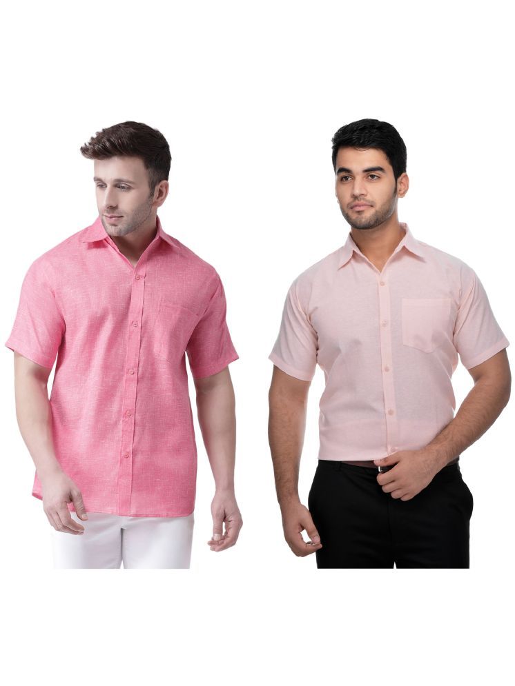     			KLOSET By RIAG Cotton Blend Regular Fit Solids Half Sleeves Men's Casual Shirt - Peach ( Pack of 2 )