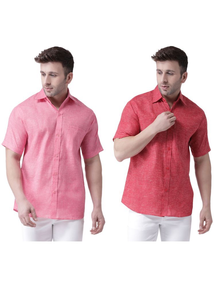     			KLOSET By RIAG Cotton Blend Regular Fit Solids Half Sleeves Men's Casual Shirt - Red ( Pack of 2 )