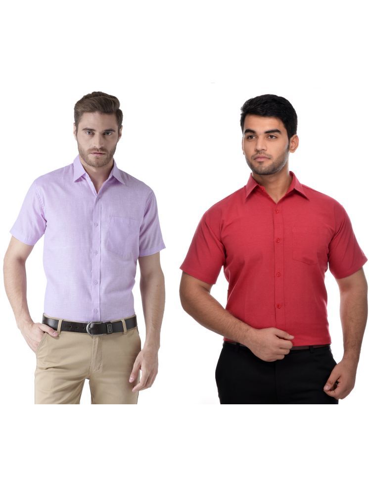     			RIAG Cotton Blend Regular Fit Solids Half Sleeves Men's Casual Shirt - Red ( Pack of 2 )