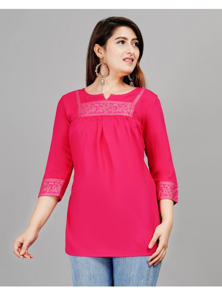     			SIPET Pink Rayon Women's Regular Top ( Pack of 1 )