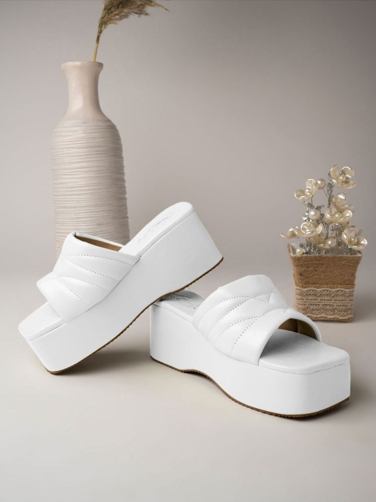     			Stylestry White Women's Sandal Heels