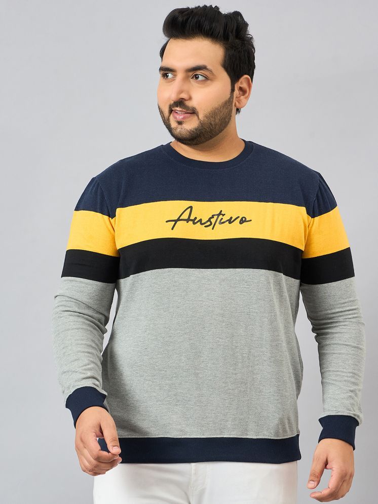     			AUSTIVO Fleece Round Neck Men's Sweatshirt - Navy ( Pack of 1 )