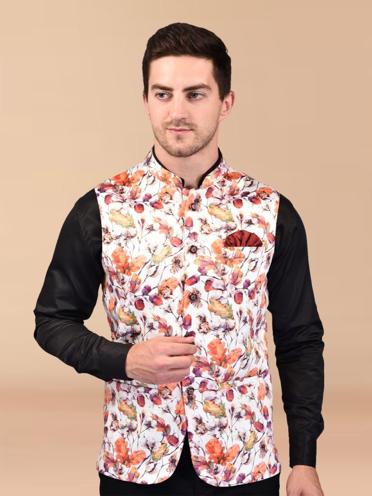     			BOWLIFESTYLE Multicolor Cotton Blend Men's Nehru Jacket ( Pack of 1 )