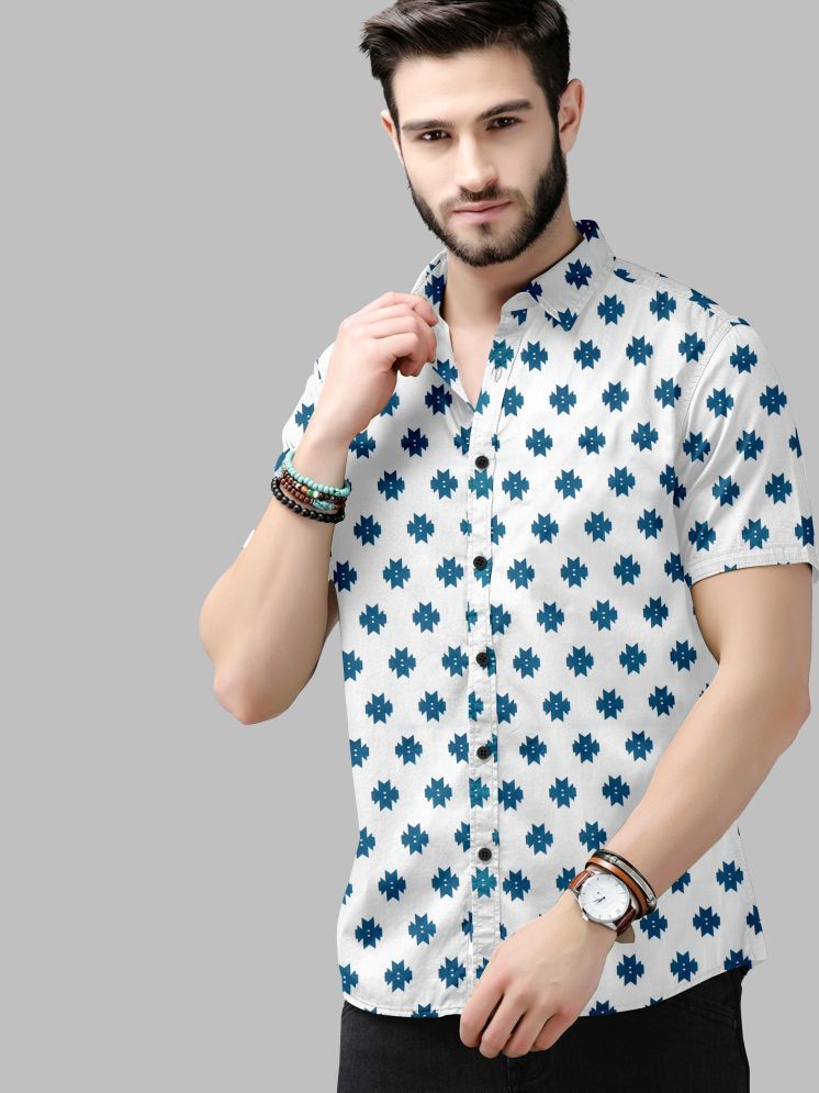     			Fashionfricks Cotton Flex Regular Fit Printed Half Sleeves Men's Casual Shirt - White ( Pack of 1 )