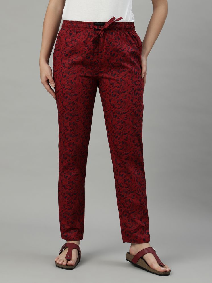     			Flamboyant Red Cotton Regular Women's Casual Pants ( Pack of 1 )