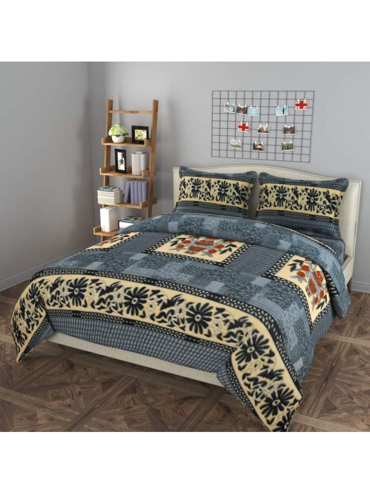     			HOME DELIGHT Floral Woolen Double Bedsheet ( 228 cm x 254 cm ) - Grey ( Pack of 1 )