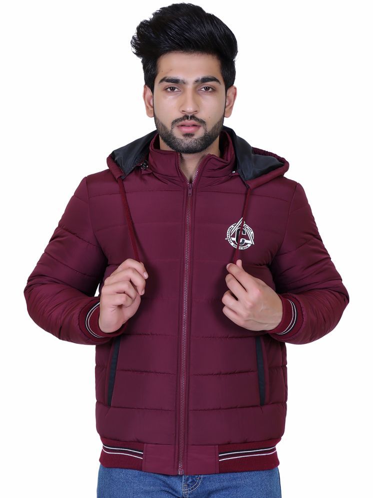     			IF-INDIAN FORT Nylon Men's Quilted & Bomber Jacket - Wine ( Pack of 1 )