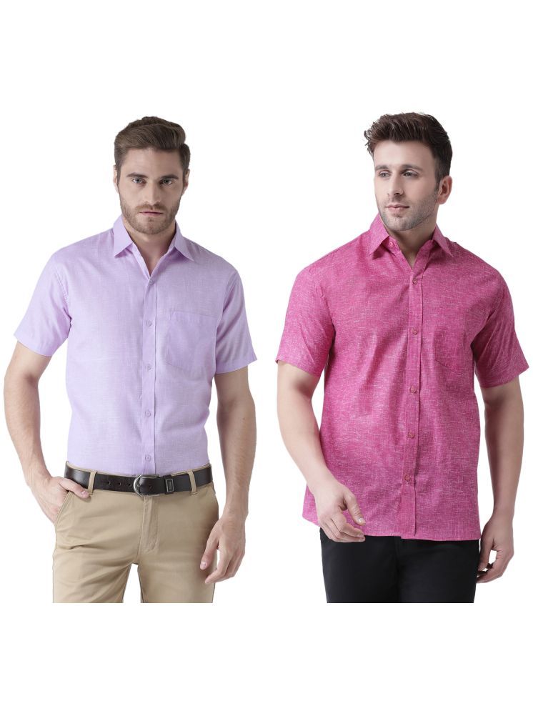     			KLOSET By RIAG Cotton Blend Regular Fit Solids Half Sleeves Men's Casual Shirt - Magenta ( Pack of 2 )