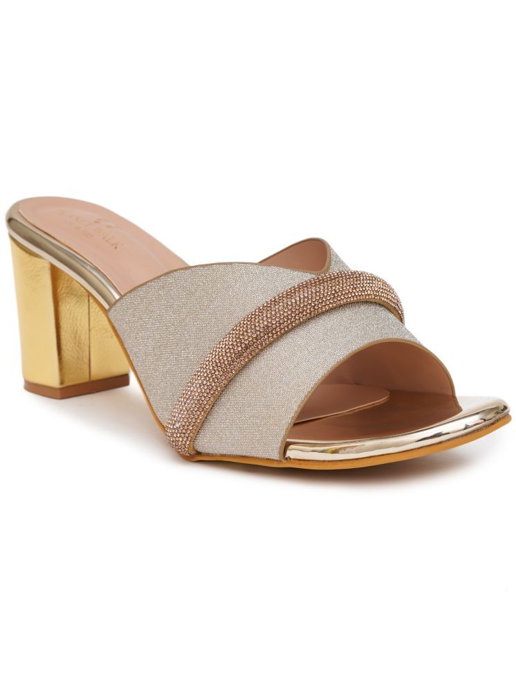     			PLANET WALK Gold Women's Sandal Heels