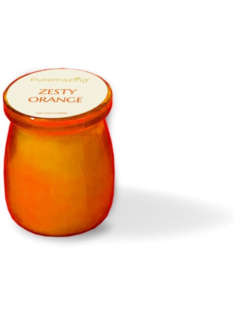     			Puremazing Orange Jar Candle 7 cm ( Pack of 1 )