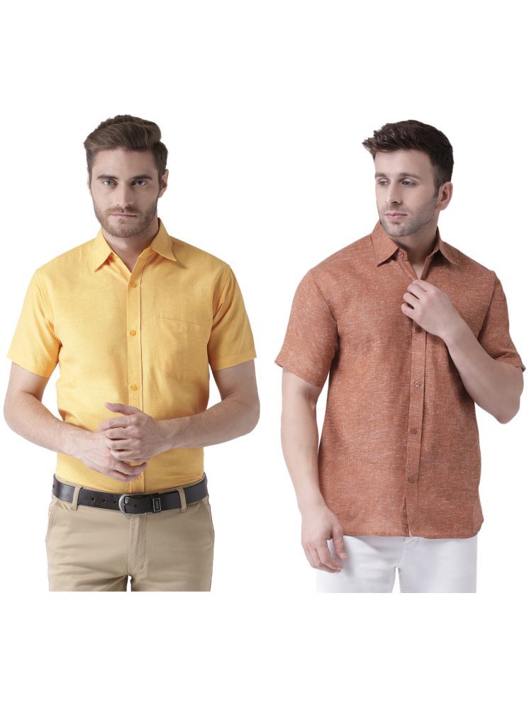     			RIAG Cotton Blend Regular Fit Solids Half Sleeves Men's Casual Shirt - Brown ( Pack of 2 )