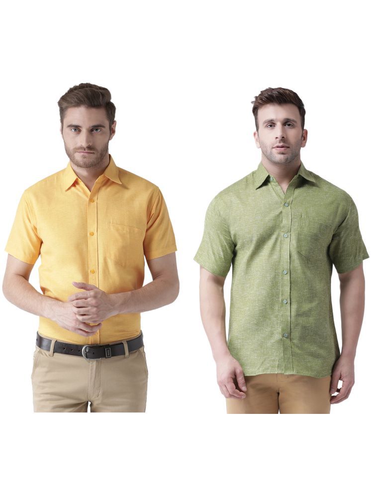     			RIAG Cotton Blend Regular Fit Solids Half Sleeves Men's Casual Shirt - Green ( Pack of 2 )