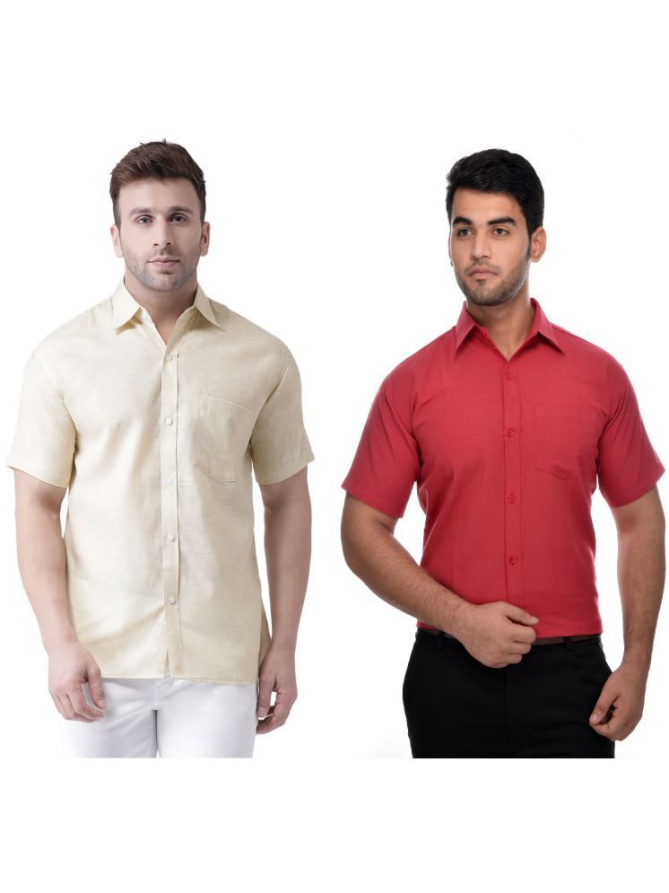     			RIAG Cotton Blend Regular Fit Solids Half Sleeves Men's Casual Shirt - Red ( Pack of 2 )