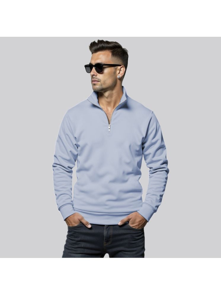     			fashion and youth Fleece High Neck Men's Sweatshirt - Light Blue ( Pack of 1 )