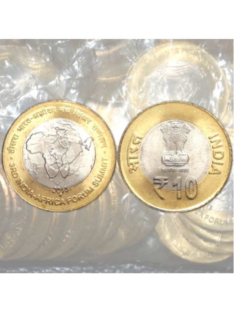     			10 Rupees 2015 Africa Forum Summit 100 Coins RBI Sealed Mumbai Mint Packet