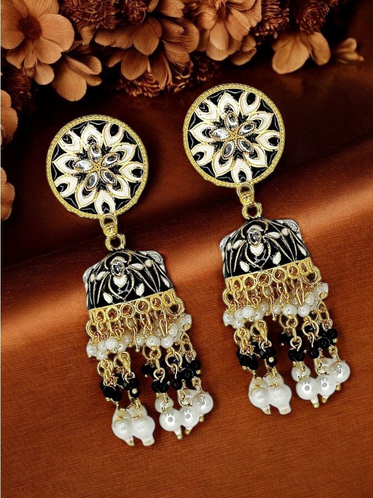     			9blings Black Jhumki Earrings ( Pack of 1 )