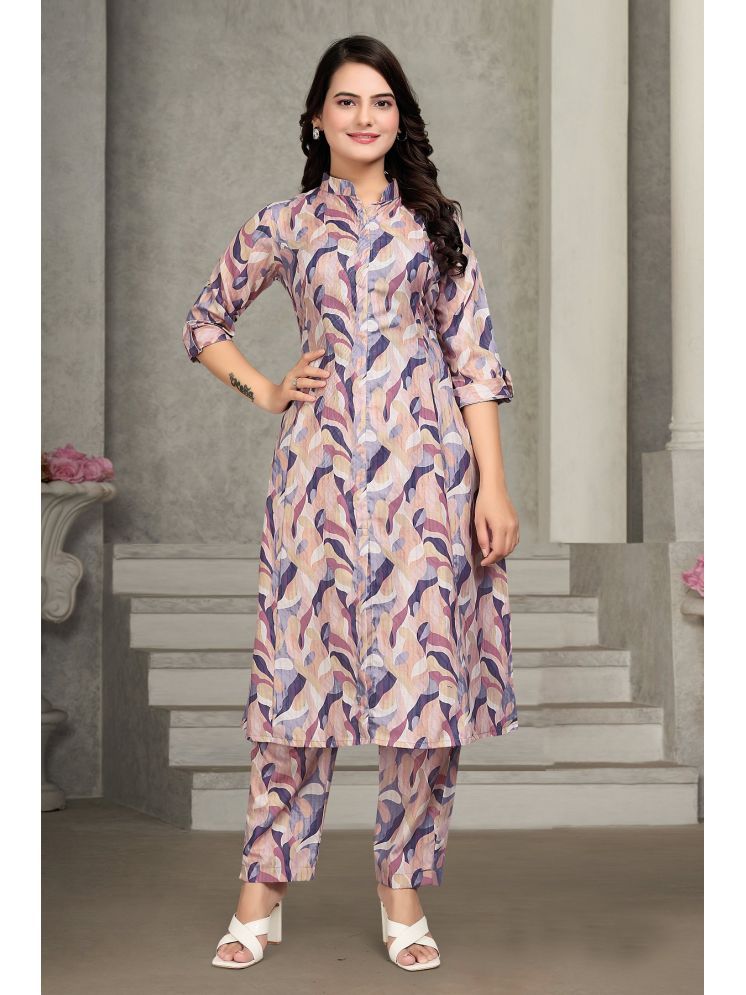     			Apnisha Rayon Printed Kurti With Pants Women's Stitched Salwar Suit - Multicoloured ( Pack of 1 )