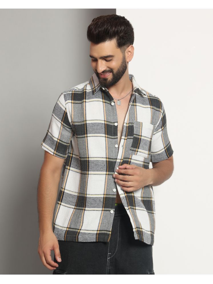     			Chimpaaanzee Cotton Blend Regular Fit Checks Half Sleeves Men's Casual Shirt - Grey ( Pack of 1 )