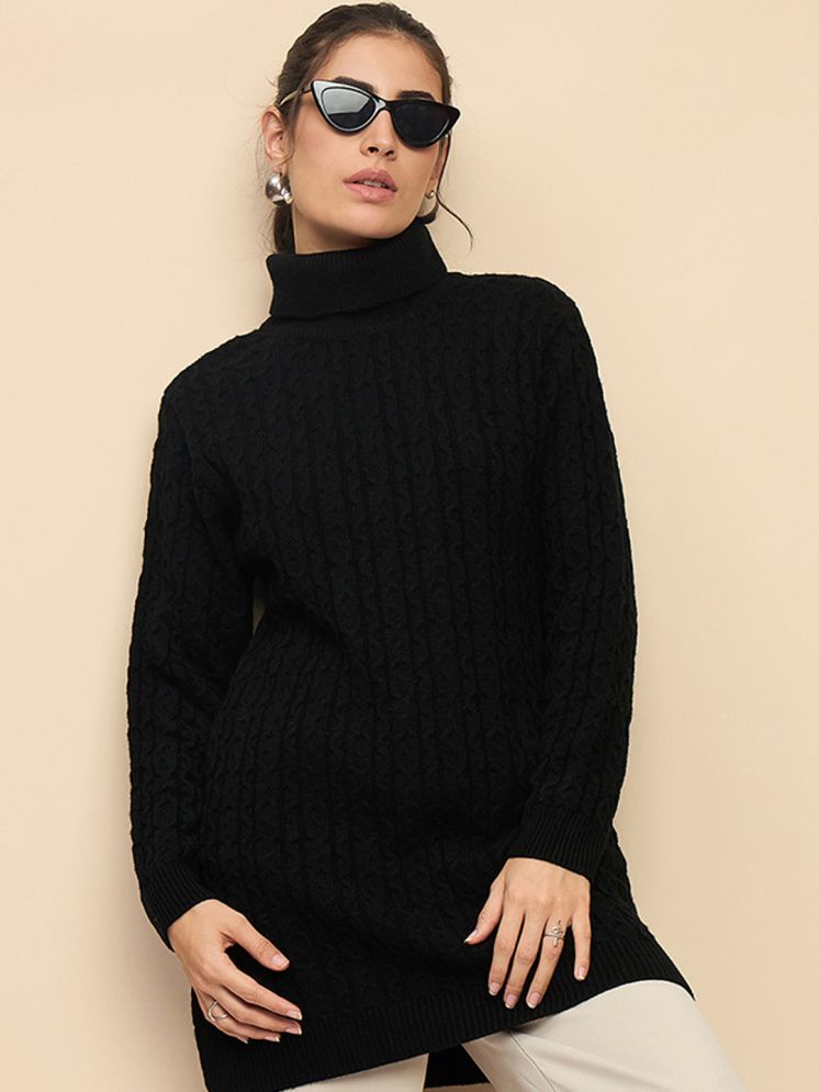     			Clapton Pure Wool High Neck Women's Pullovers - Black ( )