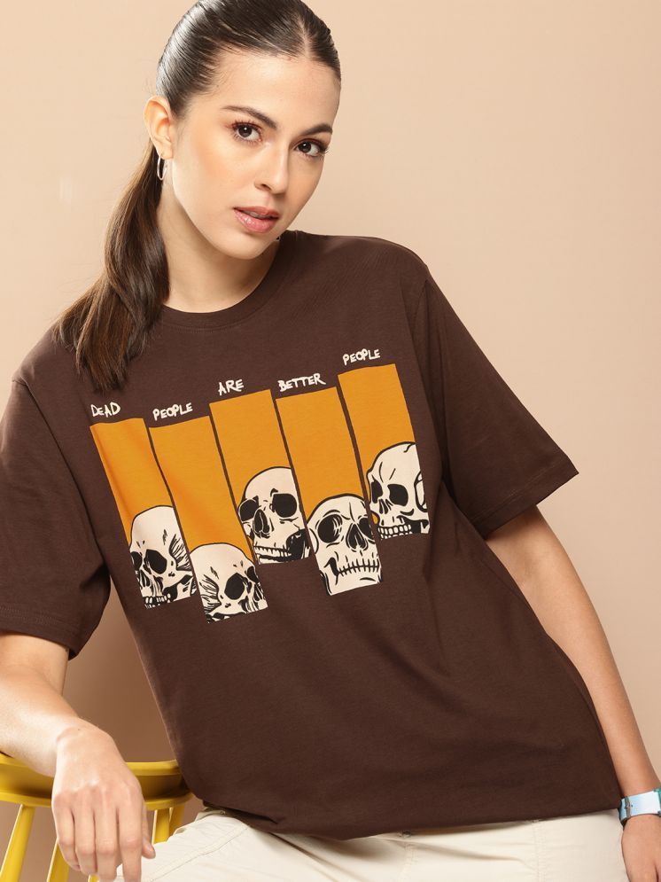     			Difference of Opinion Brown Cotton Women's T-Shirt ( Pack of 1 )