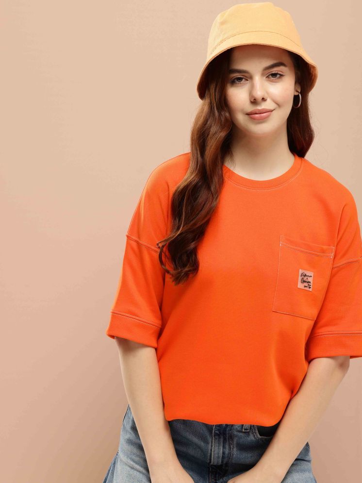     			Difference of Opinion Orange Cotton Women's T-Shirt ( Pack of 1 )