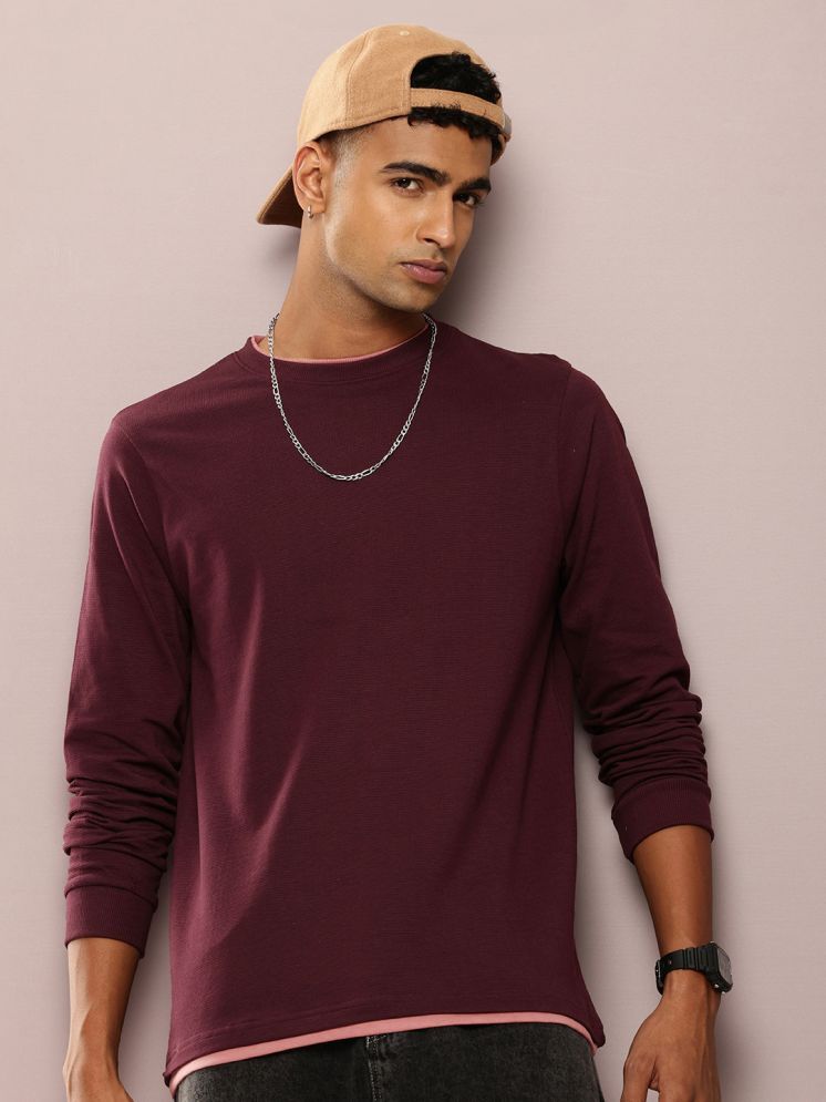     			Dillinger 100% Cotton Regular Fit Solid Full Sleeves Men's Round T-Shirt - Wine ( Pack of 1 )