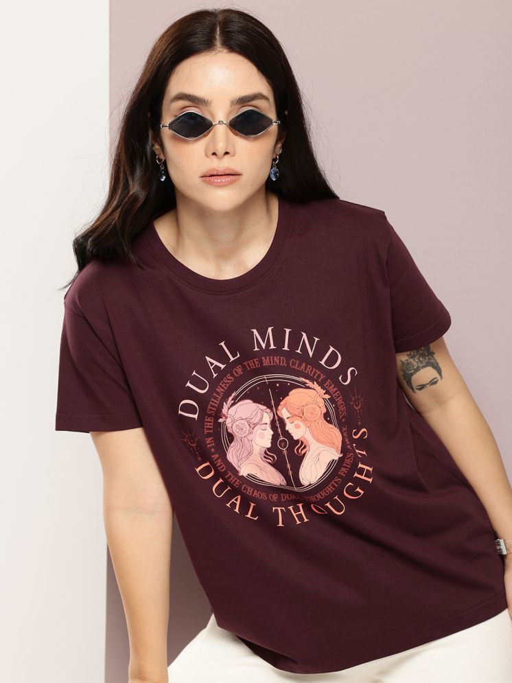     			Dillinger Burgundy Cotton Regular Fit Women's T-Shirt ( Pack of 1 )