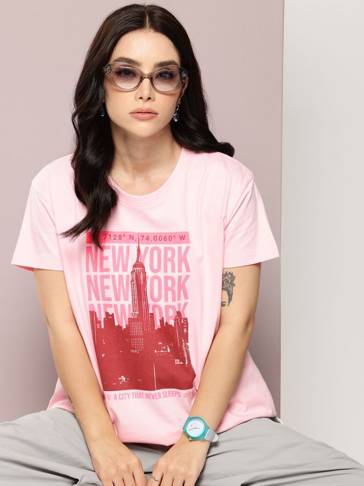     			Dillinger Pink Cotton Regular Fit Women's T-Shirt ( Pack of 1 )