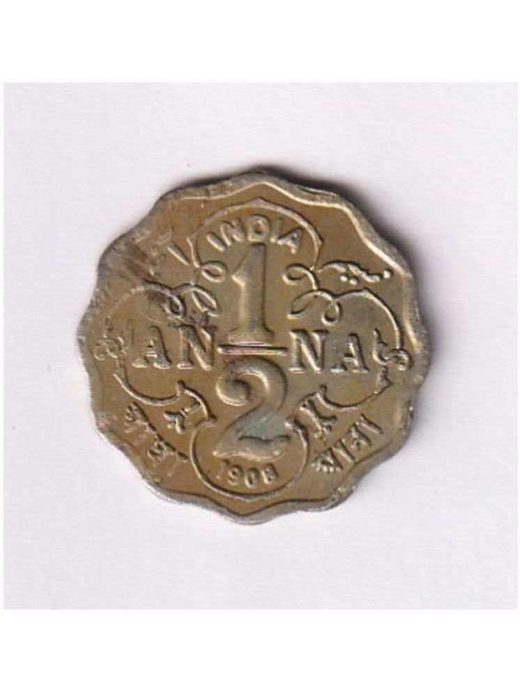     			Extremely Rare Half Anna 1908 Edward VII, Small Very India Rare Collective Fancy Coin