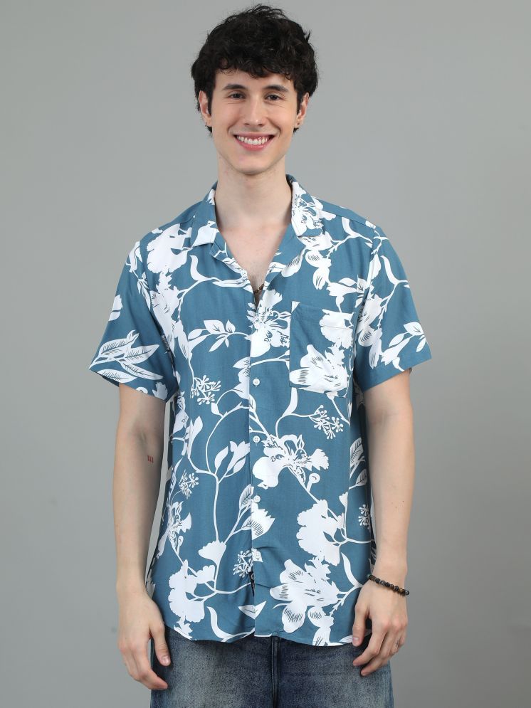     			HETIERS Rayon Regular Fit Printed Half Sleeves Men's Casual Shirt - Blue ( Pack of 1 )