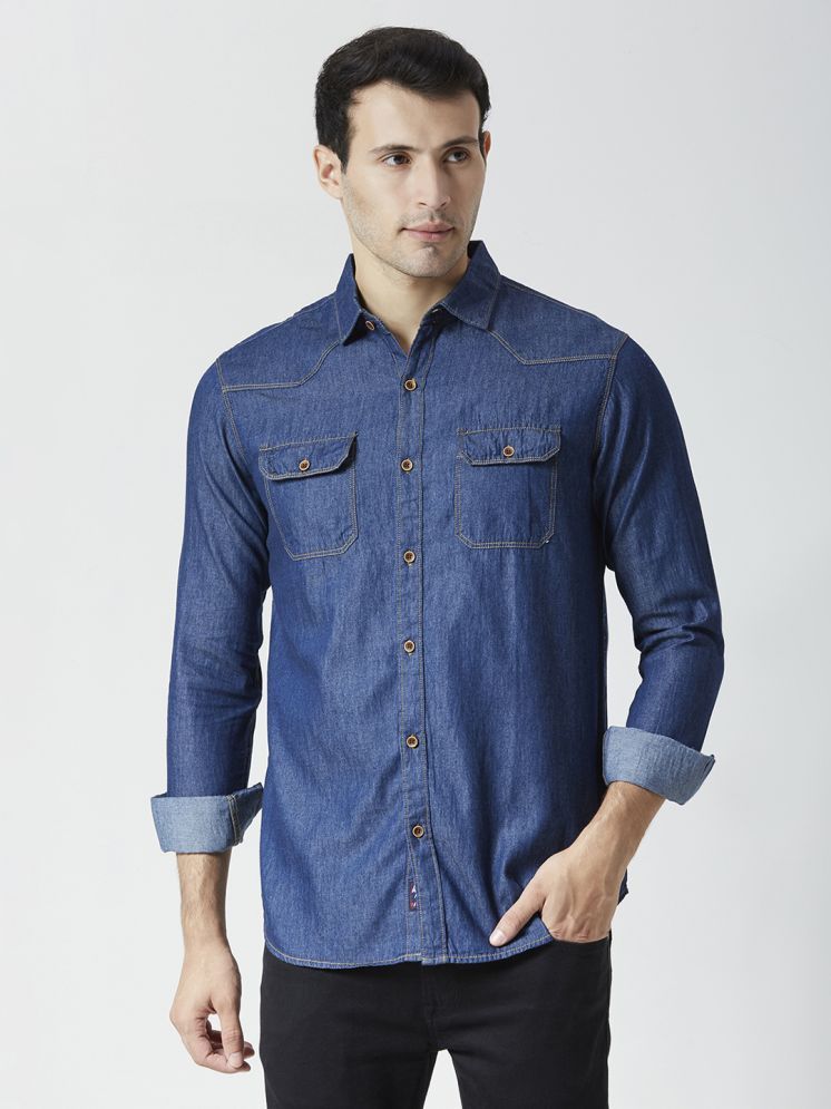     			HJ HASASI Denim Regular Fit Solids Full Sleeves Men's Casual Shirt - Blue ( Pack of 1 )