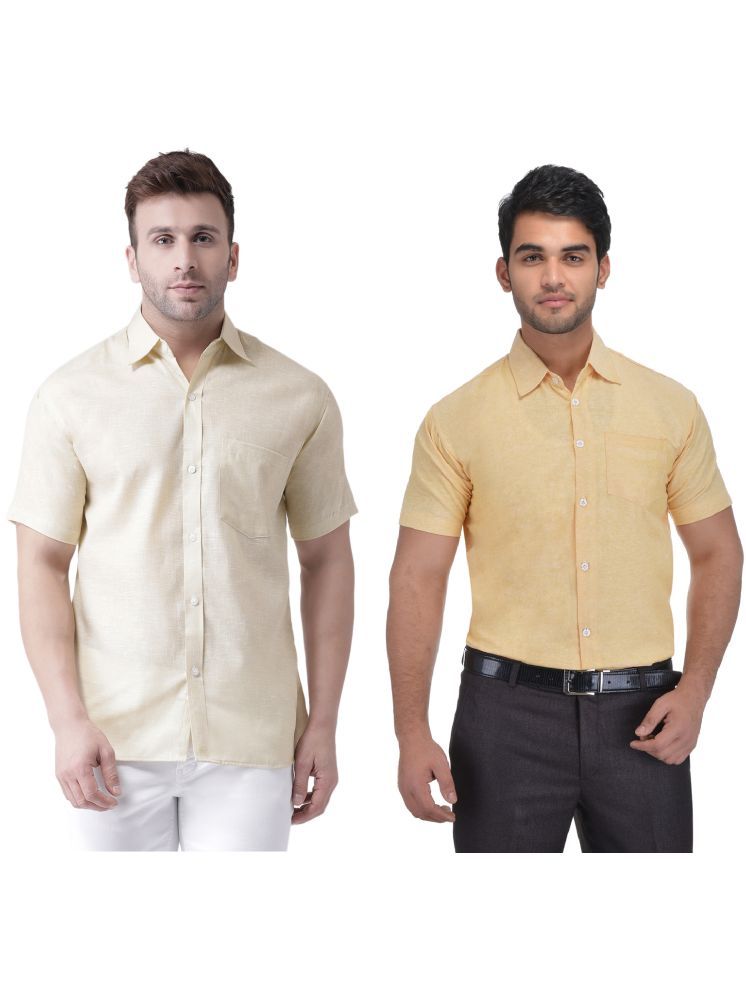     			KLOSET By RIAG Cotton Blend Regular Fit Solids Half Sleeves Men's Casual Shirt - Beige ( Pack of 2 )