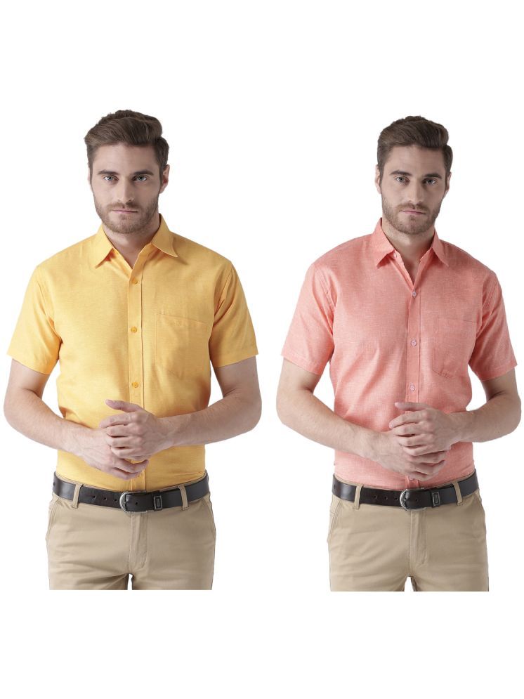     			KLOSET By RIAG Cotton Blend Regular Fit Solids Half Sleeves Men's Casual Shirt - Orange ( Pack of 2 )