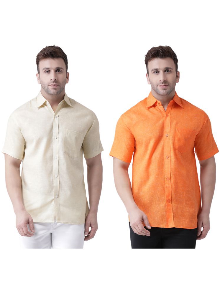     			KLOSET By RIAG Cotton Blend Regular Fit Solids Half Sleeves Men's Casual Shirt - Orange ( Pack of 2 )