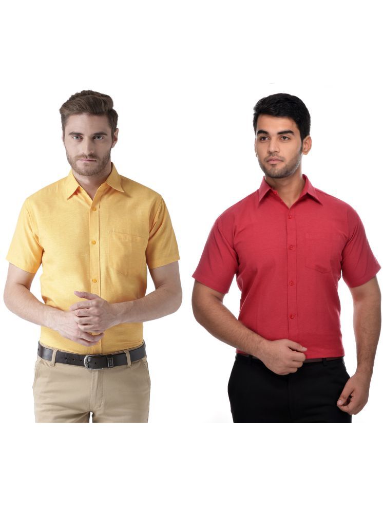     			KLOSET By RIAG Cotton Blend Regular Fit Solids Half Sleeves Men's Casual Shirt - Red ( Pack of 2 )