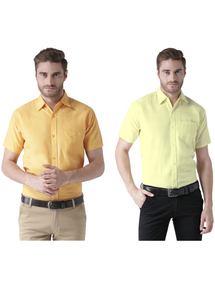     			KLOSET By RIAG Cotton Blend Regular Fit Solids Half Sleeves Men's Casual Shirt - Yellow ( Pack of 2 )