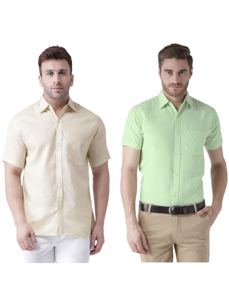     			KLOSET By RIAG Cotton Blend Regular Fit Solids Half Sleeves Men's Casual Shirt - Green ( Pack of 2 )