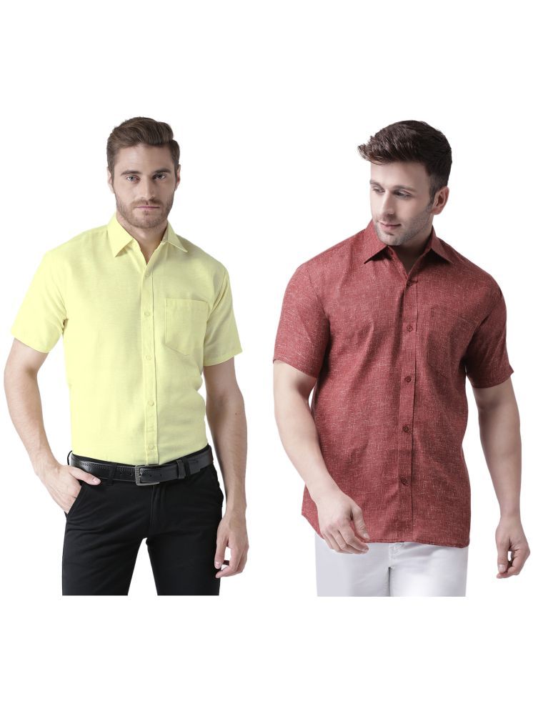     			RIAG Cotton Blend Regular Fit Self Design Half Sleeves Men's Casual Shirt - Maroon ( Pack of 2 )