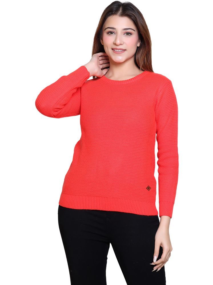     			Worian Acrylic Round Neck Women's Pullovers - Pink ( Single )