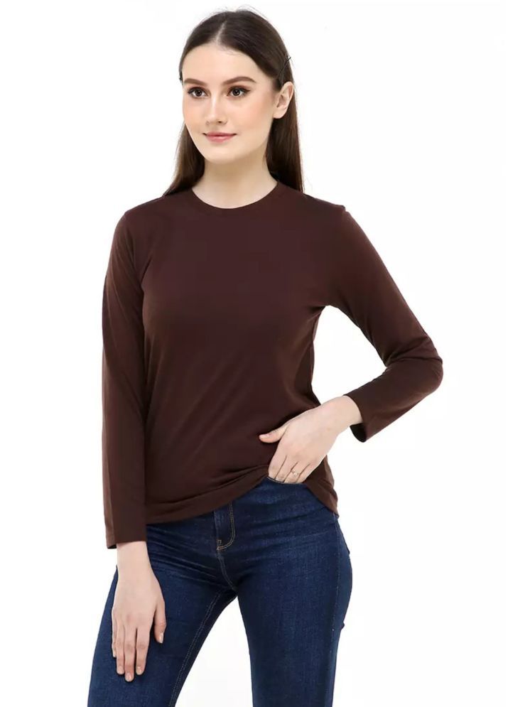     			curvy comfort Brown Cotton Blend Regular Fit Women's T-Shirt ( Pack of 1 )